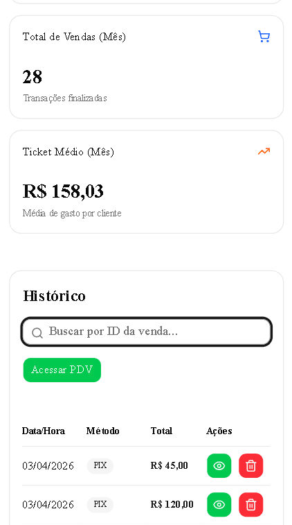 Histórico de Vendas Mobile
